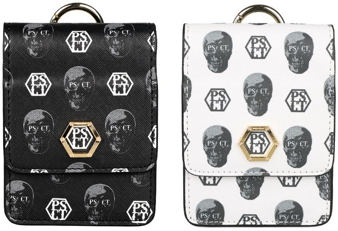 스컬 가죽 골프 거리측정기 케이스, 화이트, 1개