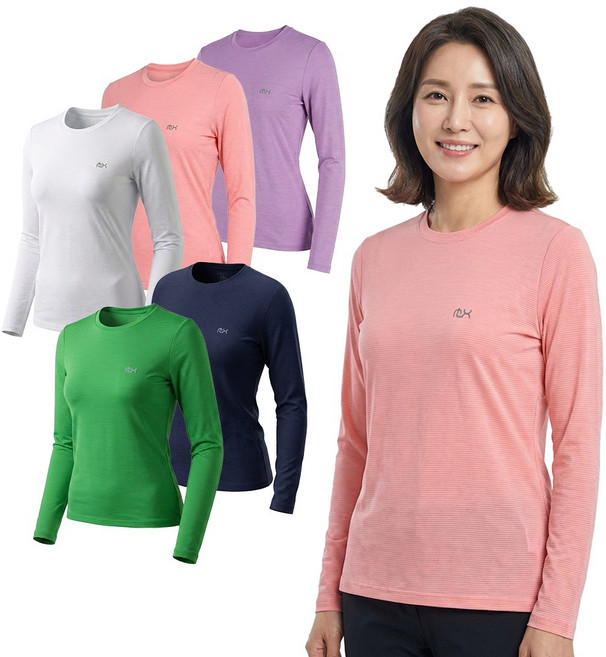 1+1 여름 여성 쿨 라운드 긴팔 냉감 티셔츠 운동 작업복 이너웨어 아웃도어 435