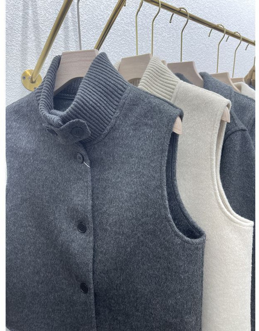 쌍천 베스트 양면 차이나 베스트 루즈핏 모직 코트 Y25120113