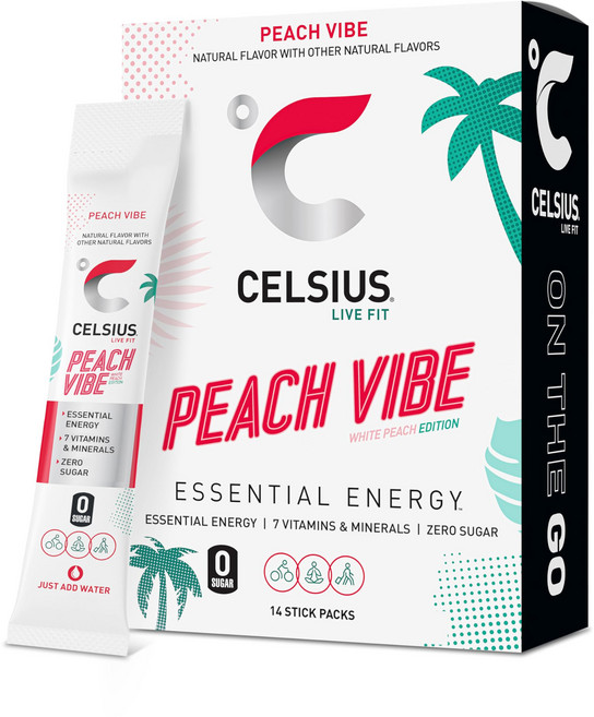 셀시우스 온더고 파우더 스틱 무설탕 오렌지 73.7g ( CELSIUS On The Go Strawberry Coconut Sugar Free Energy Drink Mix, 70g, 1개