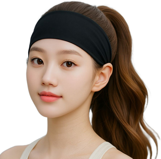 맹이들맘 와이드 기능성 스포츠 헤어밴드, 1개, 블랙