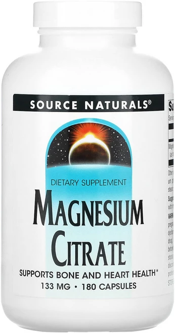 Source Naturals 마그네슘 시트레이트 133 밀리그램 180 캡슐, SourceNaturals마그네슘시트레이트133밀리그램, 1개, 180정 - 쿠팡