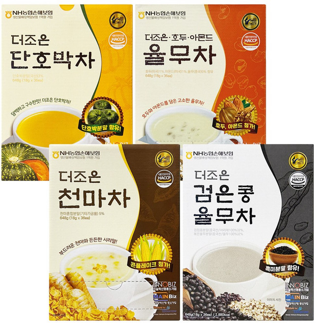 더조은 천마차 검은콩 율무차 단호박차 호두아몬드율무차 4종세트 선물세트 곡물차 전통차, 1개, 천마차+검은콩율무차+단호박차+호두아몬드율무차