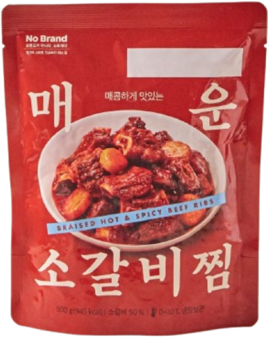 노브랜드 매운 소갈비찜 냉장 보관, 3개, 500g