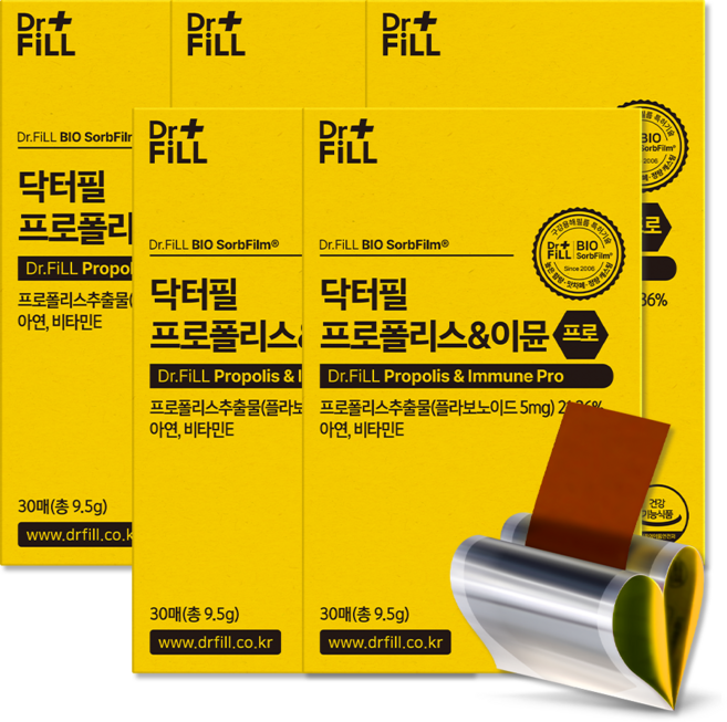 닥터필 프로폴리스이뮨 프로 면역 필름 호주산 고함량 수용성 플라보노이드, 9.5g, 5박스