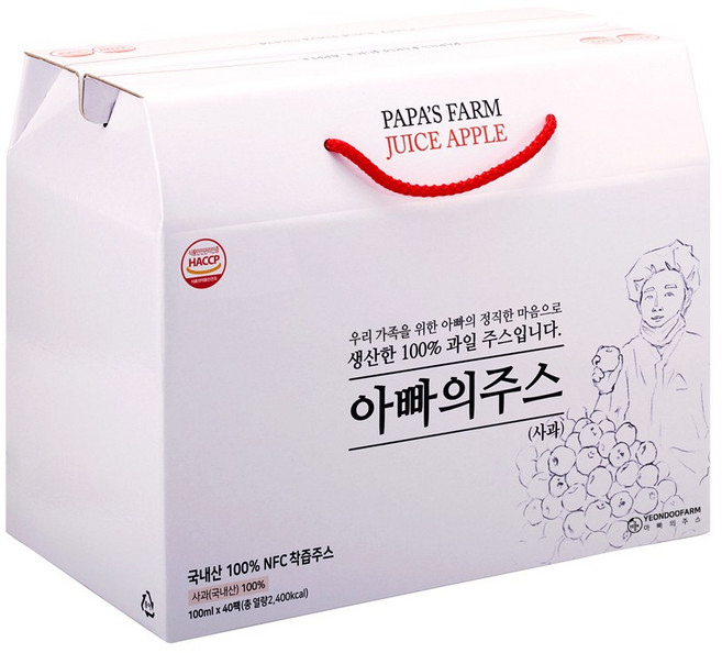 [연두팜] 아빠의주스 사과즙, 100ml, 40개