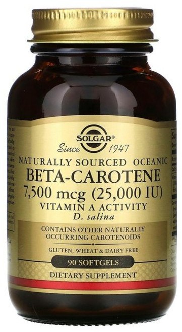 Solgar 솔가 베타 카로틴 25000 IU 90정 Carotene 카로티노이드 크립토잔틴 제아잔틴 루테인 비타민 A 솔땡 고약사 약들약, 1개