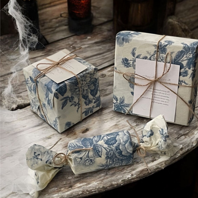 빈티지 감성 블루 플라워 선물포장지 서프라이즈 생일 베이비 샤워 웨딩 파티 장식 꽃다발 포장페이퍼 5p세트, 5장, 블루 청화 패턴