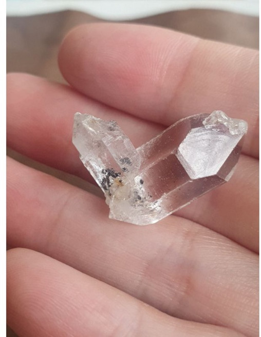 雙尖柱白水晶閃靈鑽原石，清透晶體，含礦物內含物，營造和諧氛圍