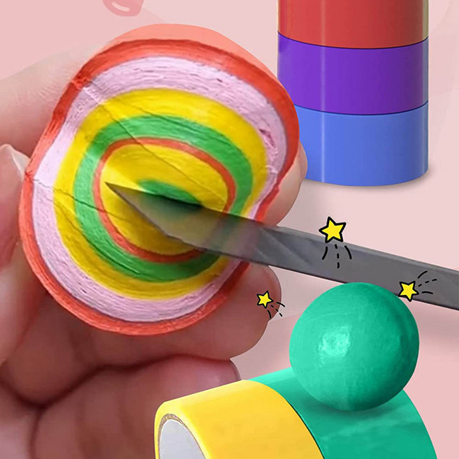 테이프공 만들기 세트 파스텔 테이프볼 공테이프 슬라임 끈적볼 끈끈이볼 말랑이, 4.8cm, 오렌지, 1개
