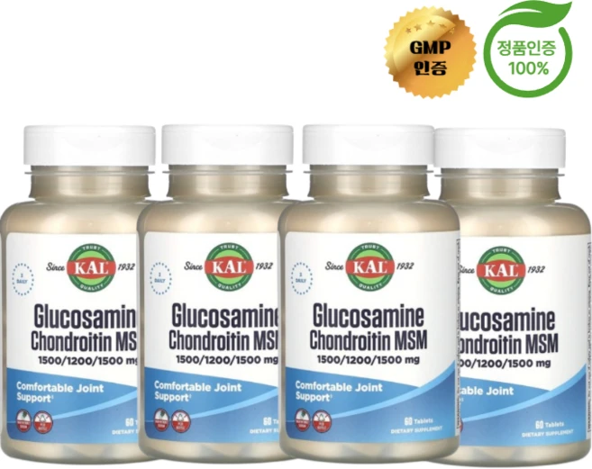 KAL 글루코사민 콘드로이틴 MSM 60정, 4개 - 쿠팡