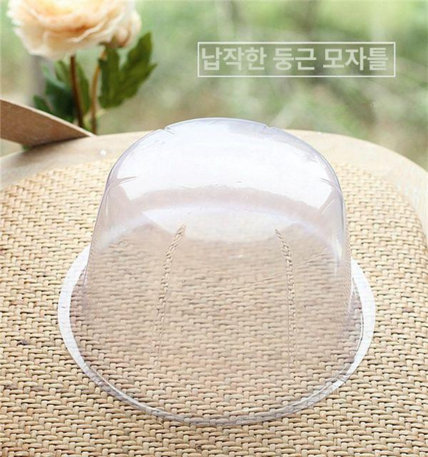 모자 지지대 돔형 투명 플라스틱 원형 각잡기 틀 전시대, M(56-58cm), 1개, 평평한 챙 정사각