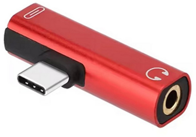2 in 1 Type-C ~ 3.5mm 잭 이어폰 오디오 어댑터 충전 변환기 3.0 ~ Type C OTG 변환기, 빨간색