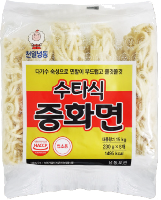 ㅡ 천일식품 수타식중화면 1.15kg [230g x5개입] X8봉 중화면사리 중식용면 중화면 냉동중화면, 8개