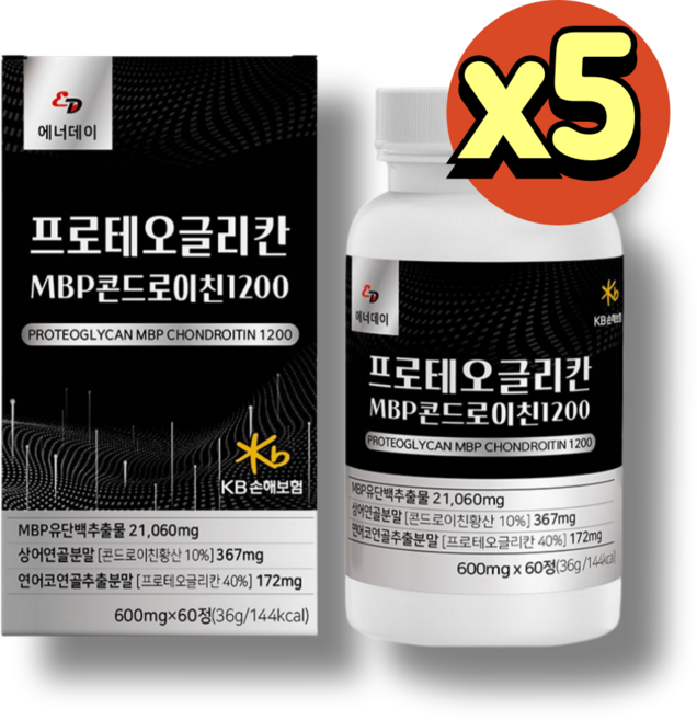 뉴트리업 프로테오글리칸 콘드로이친1200 연어콜라겐식약청인증 관절영양제, 5박스, 60정