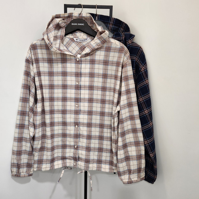 뱅뱅 NC경산점 봄신상 반값특가!! 남녀공용 체크무늬 후드 셔츠 NSL110