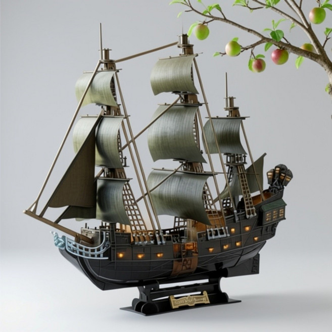 HM 해적선 앤여왕의복수 LED 293피스 종이조형물 3D퍼즐, 혼합색상, 1개