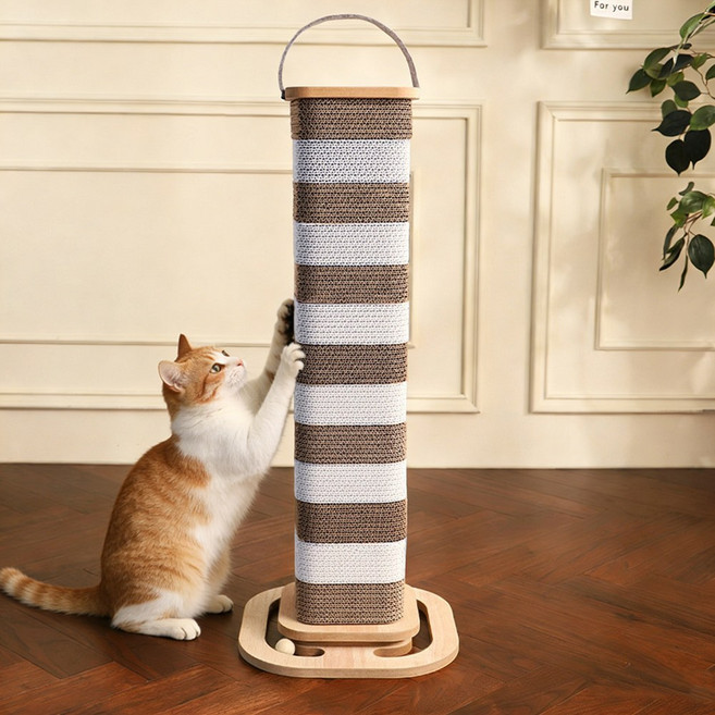 YF 고양이 기둥형 수직 핸들 대형 궐리티 스크래쳐 장난감, 1개, 브라운