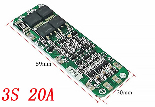 1S 2S 3S LIPO 20A 배터리 4S 보호 이온 모터 리튬 셀 18650 PCB 보드 30A 3A 충전기 드릴 모듈 BMS, 3S 20A, 1개