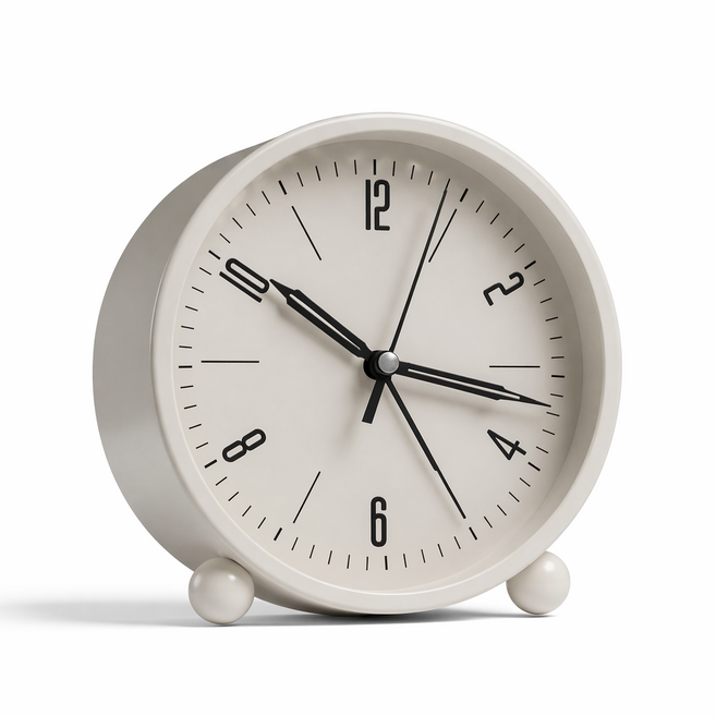 미룬토 심플한 미니 무소음 알람 탁상시계, 화이트