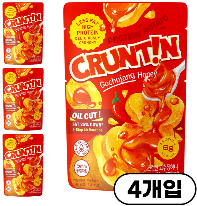 [본사공식몰] 크런틴 프사삭 5mm 통감자칩 고추장허니, 1박스, 220g