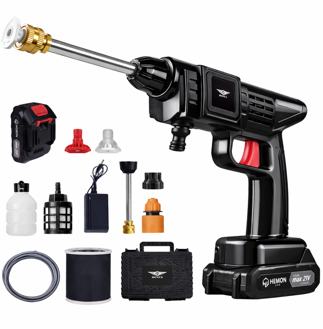 헤몬팜 라이트 무선 고압세척기 휴대용 고압세차기 휴대용 충전 고압세척기 풀세트, 1개
