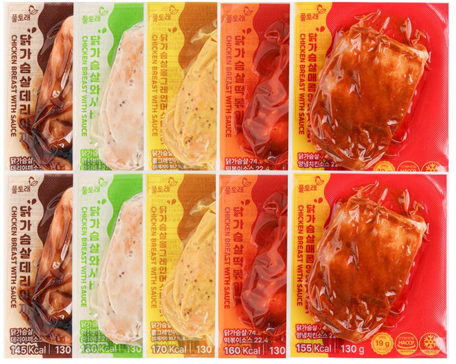 풀토래 소스 닭가슴살 맛보기 세트 100%국내산 식사대용, 10개, 130g