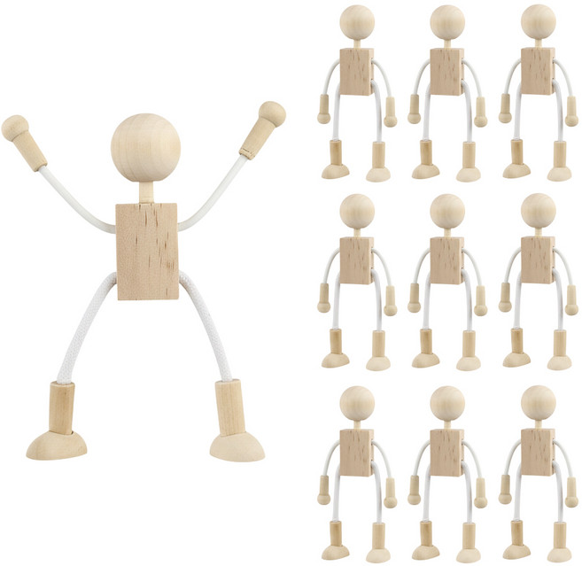 관절 팔다리 구부러지는 나무 목각인형 10개 세트, 단일