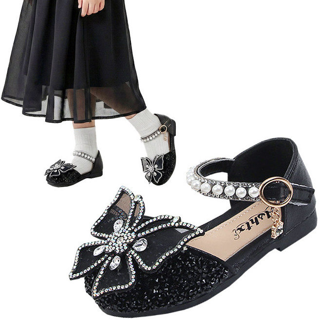 스토리원 여아 메리제인 큐빅 나비 구두 W-KIDSH018