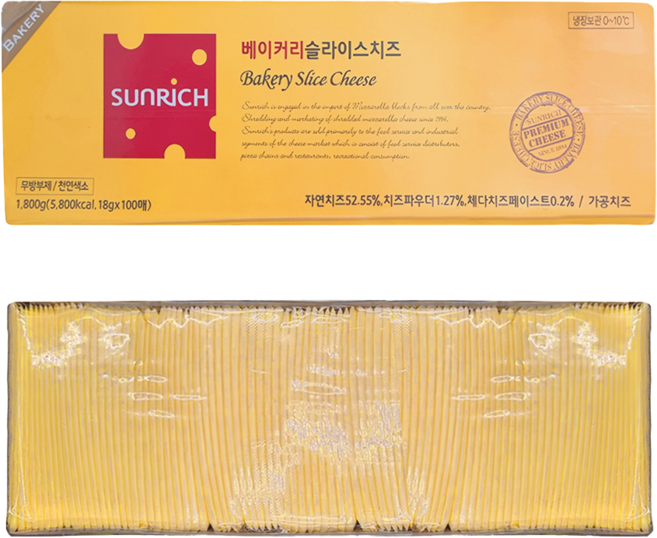 썬리취 베이커리 체다 슬라이스 치즈 1.8kg (100매), 1개