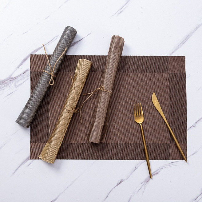 클린웰스 호텔식 고급 방수 식탁 매트 테이블 깔개 4p, 브라운 4p, 4개