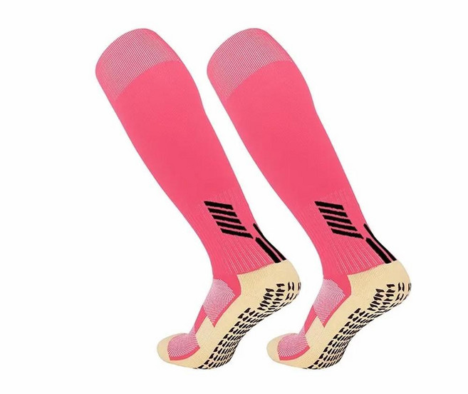 전문 안티슬립 축구 무릎 높은 양말 성인 고무 블록 수건 바닥 긴 하키 스포츠 남여, Adult size 39-44, 5. Rose Red / B. L(EU 39-44)