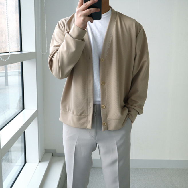 맨즈북 기본 v넥 남자 사무실가디건 봄 가을 출근옷 빅사이즈