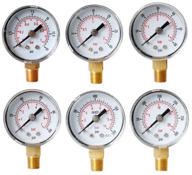 40mm 페이스 압력 게이지 18 "bspt 하단 마운트 1530 60.100 160 psi bar for gas fuel liquid, 01 160 PSI