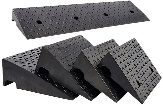 장애인 경사로 시설 진입판 이동식 고무 차량 주차턱, 블랙, 1개