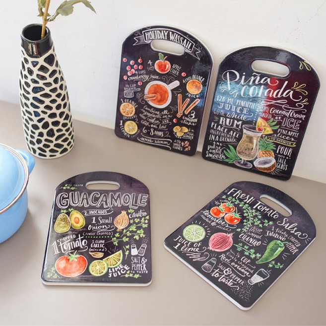 트래블앤쿡 블랙 키친 도자기 사각 냄비받침 (4Type), 커피, 1개