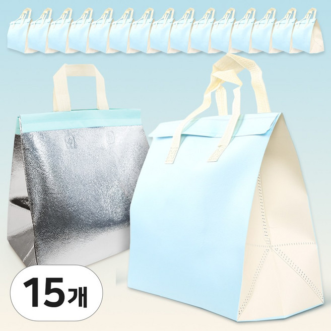 일회용 보냉가방 손잡이 은박 보냉백 캠핑용 도시락 보냉 가방, 크림소다, 15개