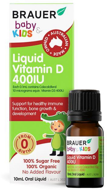 호주 브라우어 Brauer Kids Liquid Vitamin D 어린이 액상 비타민D 400IU, 2개, 10ml