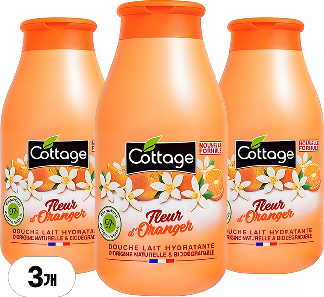 코티지 오렌지 블러썸 모이스처라이징 샤워밀크 바디워시, 3개, 250ml
