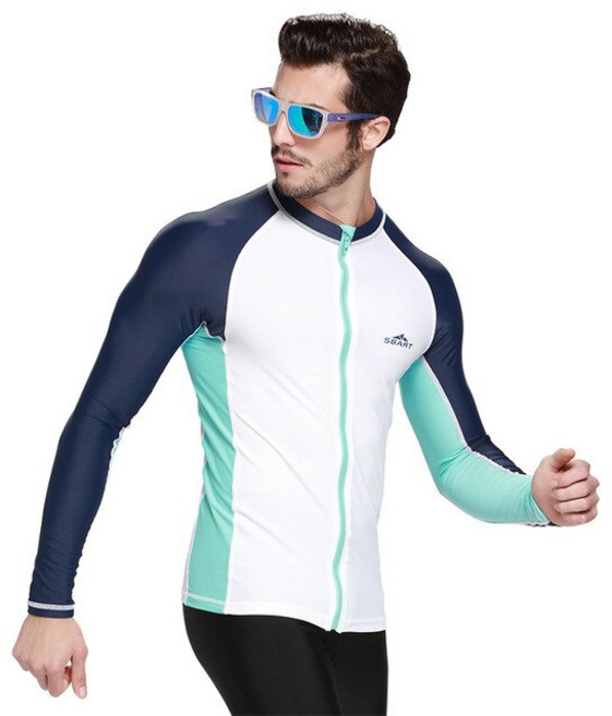 웻슈트 상의 SBART 남자 흰색 긴 소매 잠수복 래쉬 가드 탑 서핑, 01 아이보리_01 L