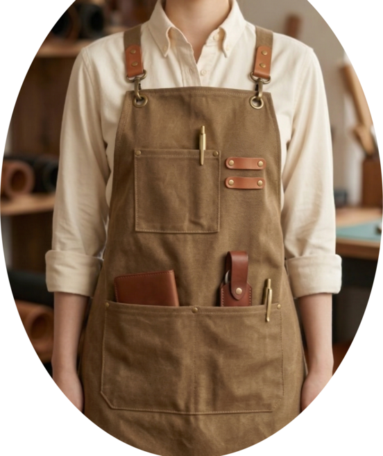 아티스트 캔버스 앞치마, 브라운
