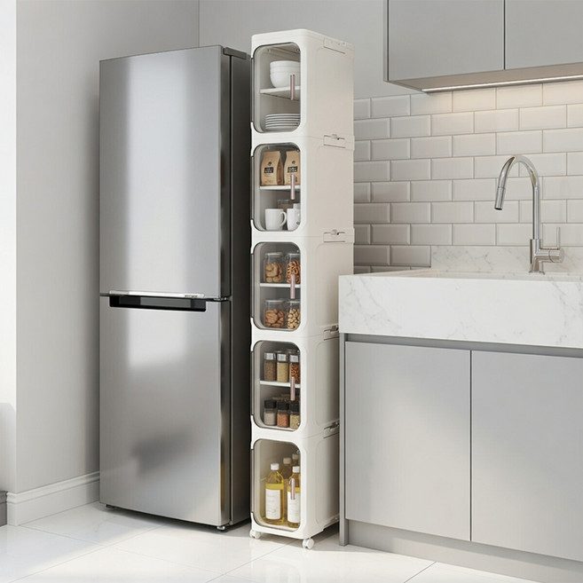 꼼수창고 이동식 선반 틈새 수납장