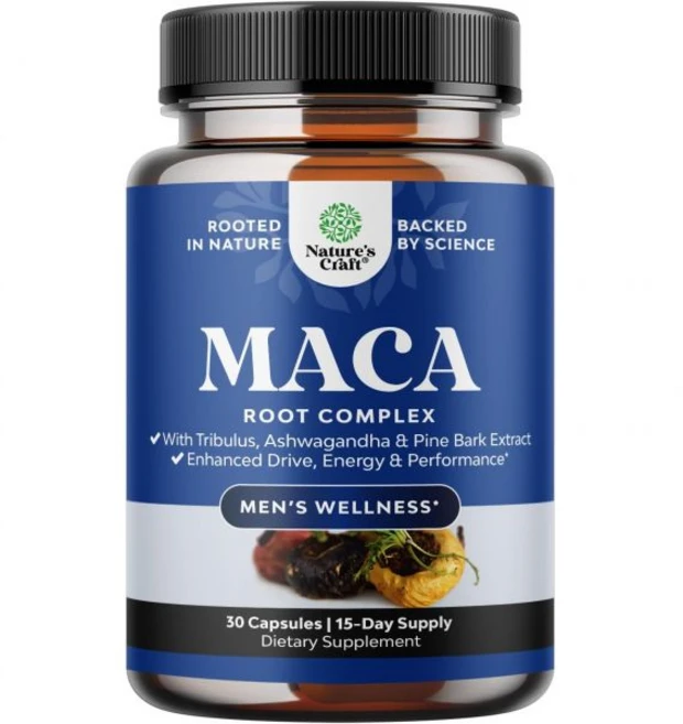 Potent Black Maca Root Capsules for Men - Herbal Wellness Supplement with Siberian Ginseng Ashwaga, 1개 - 쿠팡