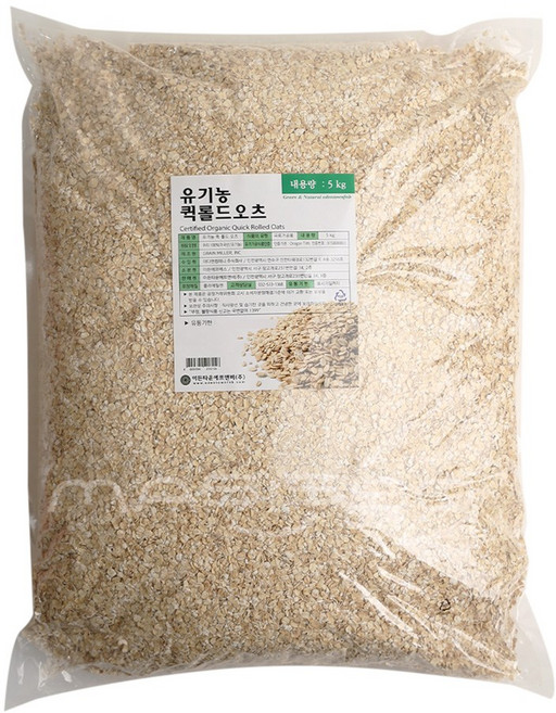 이든 유기농 오트밀 퀵롤드오츠 5kg, 1개