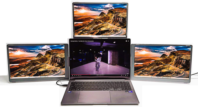 노트북 트리플모니터 포터블 듀얼 모니터, 16인치 트리플모니터 (스탠드형) S788, 40.64cm