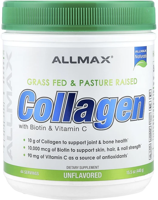 ALLMAX 비오틴 및 비타민C 함유 콜라겐 무맛 440g(15.5oz), ALLMAX비오틴및비타민C함유콜라겐무맛440g155oz, 440g, 1개 - 쿠팡