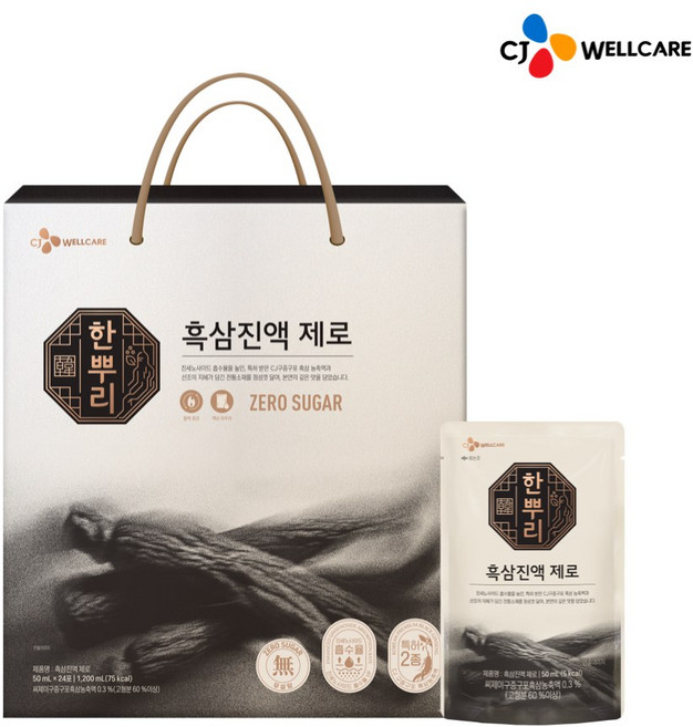 CJ 한뿌리 흑삼진액 제로, 1박스, 1.2L