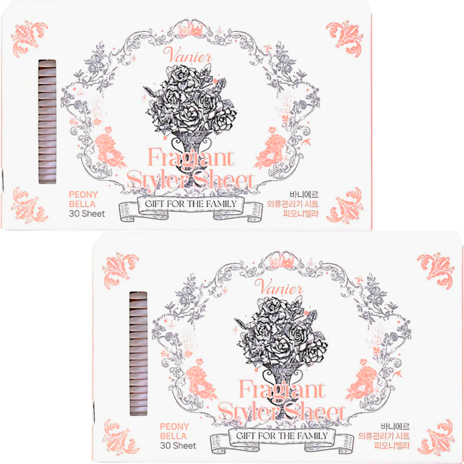 바니에르 향기 부스터 의류관리기시트 스타일러 피오니벨라 개별포장 30p, 2개, 30개입