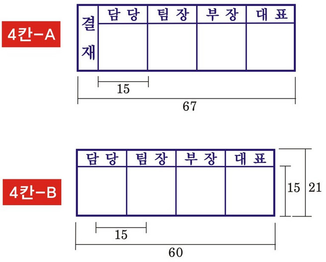 결재방 4단 결재도장 자동스탬프, 4칸-A, 전화(010-5464-9665)