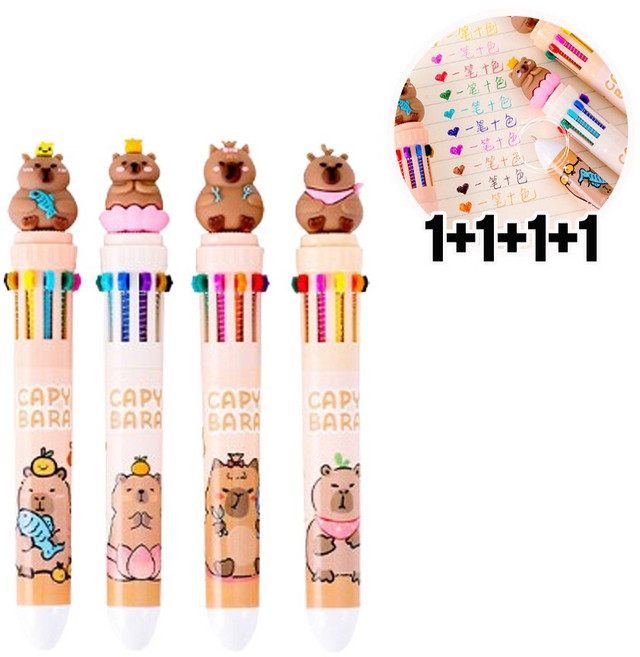 카피바라 10색 볼펜 1+1+1+1 4종세트, 1세트, 카피라바10색볼펜